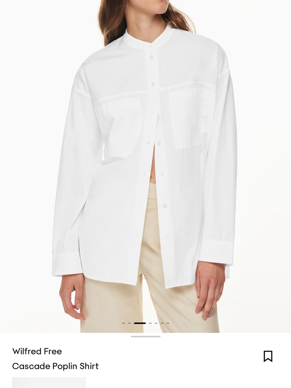 Aritzia Wilfred Free White Women’s Casual Button-Down Poplin Shirt- Size L